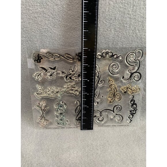 Scrappy Cat LLC Designer & Botanical Flourishes Clear Stamps Set Crafting Decora - Picture 4 of 6